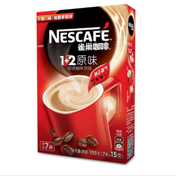 京聪商城雀巢咖啡1+2原味即溶咖啡105g 7条×15g总代理批发
